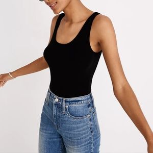⬇️ Madewell Tank Thong Black Bodysuit XS